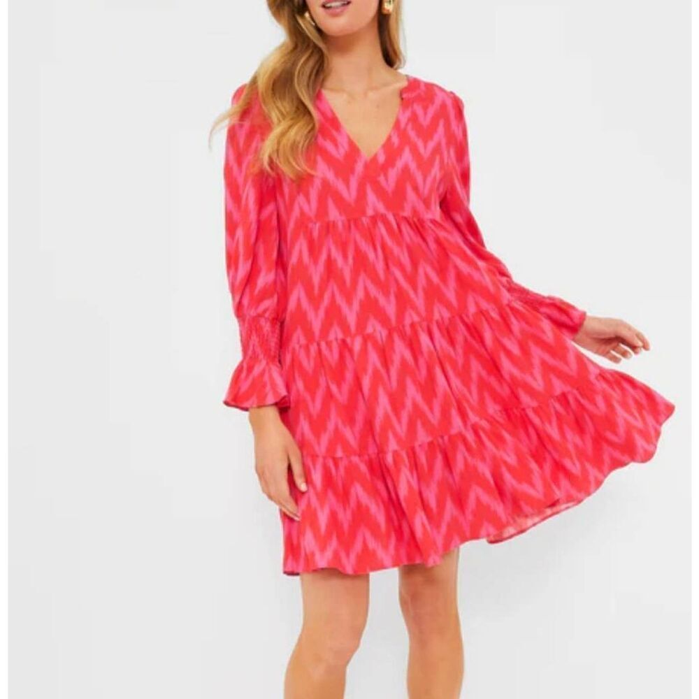 Tuckernuck Pink and Coral Zigzag Mini Dress